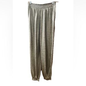 Anthropologie Womens Jogger Pants Gold Metallic Elastic Waist Pockets Size S